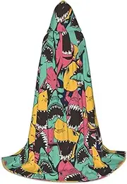 Shark Pattern Print Hooded Cloak Unisex Gothic Costume Carnival Theme Parties Vampire Festive Decor