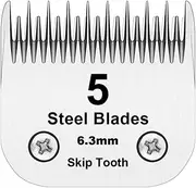 Filymosie 5 Skip Tooth Blades,Detachable Pet Dog Grooming Steel Blade Compatible with Andis,Oster A5,Wahl KM10 Series Clippers,Cut Length 1/4-Inch (6.4mm)