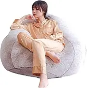 UYSOFRCV Bean Bag Chair Cover(Cover Only,No Filler), Faux Rabbit Fur Warm Lounger Seat Lazy Sofas Cover Soft Beanbag Chair for Adult Teen Children,Coffee,90cmx110cm