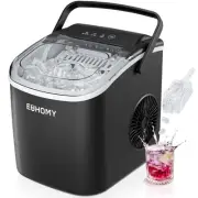 Countertop Ice Maker, 26lbs/Day, 9 Cubes in 6 Mins, Auto-Clean, Portable, Black