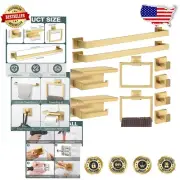 Stainless Steel Bathroom Accessory Kit - Modern Gold Towel Ring & Robe Hooks