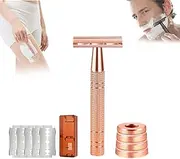 Exfolilux Glide 2.0 Luminyx Razor, Jodial Safety Edge for Women, Double Edge With Stand and 5 Blade Refill (Rose Gold)