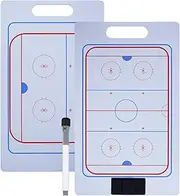 Joyeee Ice Hockey Coaching Board, Pro Full & Half Court Dry Double-Sided Erase Tactical Whiteboard with Marker and Pen Clip for Coaches, Player Hockey Equipment, No Magnetic & Magnet Player