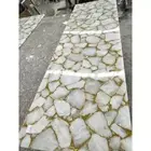 White Agate Stone Console Table – Elegant Natural Stone Accent Table for Modern