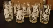 NOS Vintage Libbey "Rose and Leaves" pattern drinking glasses
