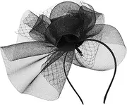 [Gogogmee] Vintage Fascinator Headwear Tea Party Fascinator Hair Ornament for Women Elegant Hair Clip Headband Black