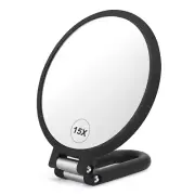 Magnifying Handheld Mirror Double Sided, 1X 15X Magnification Hand Mirror