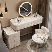 Modern Vanity Desk with LED Lighted Mirror 3 Color Lighting Modes 3 Drawers Storage Cabinet and Charging Station Beige 3