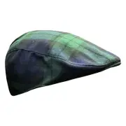 Scottish Men's Black Watch Tartan Flat Hat Elastic Fitting Tartan Cap