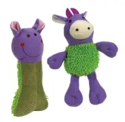 Soft Plush Dog Toy with Squeaker Funny Green and Purple Shaggy Choose Character