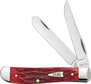Case XX Knife Made in Usa 6207 SS Mini Trapper Dark Red Jigged Bone Handles
