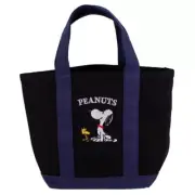 Peanuts SNOOPY Tote Bag Basic Cotton Black Small Snoopy Town Exclusive Japan