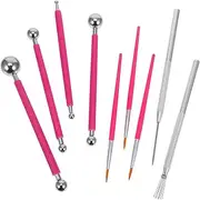 Operitacx 9pcs Pottery Tool Set Stainless Steel Clay Modeling Tools Double-Ended Embossing Stylus Dotting for Pottery Ceramic Sculpting for Enthusiasts Artists