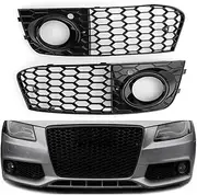 Pair Honeycomb Mesh Fog Light Open Vent Grill Intake Compatible For Audi A4 B8 2009 2010 2011 2012