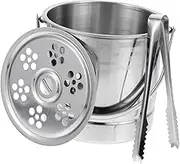 ABOOFAN 1Pc Handheld Ice Bucket with Ice Clip Silver Storage Barrel for Ktv Bars Home Use for Chilling Beverages Food Grade Stainless Steel Versatile Design