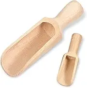 2 Pcs Bath Salt Scoop Natural Wooden Scoop Beech Wood Laundry Scoops(5.5 & 3 Inch) for Jars Canisters, Flour, Bath Salt, Sugar, Cereal, Baking, Coffee, Spices Multipurpose Kitchen Utensils Scoops