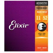 Elixir Nanoweb Phosphor Bronze Acoustic Guitar Strings Set 11-52 Custom Light 16