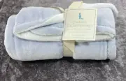 New Pottery Barn Kids Baby Blanket Chamois Stroller Light Blue & White 30x40 NWT