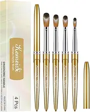 Acrylic Nail Brush Set, Four-Sized Kolinsky Nail Art Brushes, Sturdy Handle Oval Shaped Acrylic Powder Design Tools for Professional Manicury DIY Home