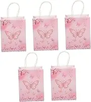 WESIEVYA Festival Party Box 5pcs Portable Paper Bag Candy Storage Handheld Present Pouch Butterfly Theme