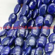 Genuine 13x18mm Natural Blue Lapis Lazuli Flat Oval Gemstone Loose Beads 15" AAA