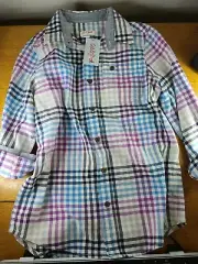 This Cat & Jack Girls' Button-Up Purple Plaid Top is perfect for your little