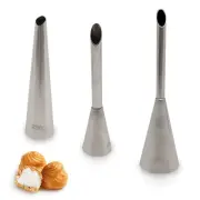3 Pcs Piping Tips Set – Easy to Use & Clean Stainless Steel Frosting Tips &