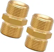 M22-14mm to M22-15mm pressure washer hose connector, brass hose coupler adpater for water gun and spray, 4800 PSI, 2 pcs