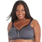 Playtex Bra 18-Hr Sleek Full-Figure Full-Cover Wireless Bra 4803 Jet Sz.44,48