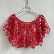 [Bciopll] Beading Shawl Wrap Black Lace Women Short Cape Sequined Sparking Jacket Shrug Capa