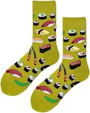 [Generic] Womens Sushi Food Novelty Socks One Size UK 4-7 EU 36-40, Green, 4.5-8 US