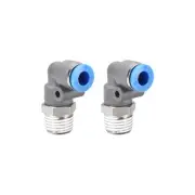 Elbow Push to Connect Air Fittings 6mm Tube OD X 1/4PT Male Thread Grey 2Pcs