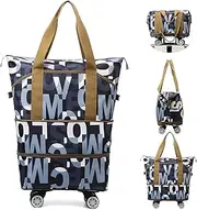 [beibijio] Expandable Rolling Duffle Bag with Wheels, 55L Large Capacity Portable Foldable Lightweight Overnight Travel Bags with wheels, Foldable Suitcase Weekend Tote Bags, Hand Carry Luggage for Swimming