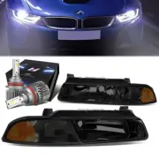 SMOKED AMBER CORNER HEADLIGHT LAMP+SLIM LED HID KIT FOR 95-00 CHRYSLER CIRRUS (for: Chrysler)