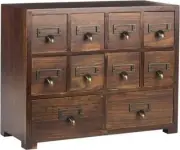 10 Drawers Wood Apothecary Medicine Cabinet Label Holder Organizer Card Catalog
