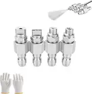 4-in-1 Quick-Connect Nozzle Holder for Pressure Washers, 4 Way Spray Modes Pressure Washer Nozzle Stainless Steel Power Washing, 4 Way Rod Nozzle, Versatile Nozzles for All Cleaning Needs(2sets)
