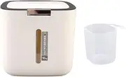 PP Thickened Rice Storage Container, Airtight Grain Bin with Measuring Cup, Stackable Kitchen Pantry Organizer for Flour Food (black)