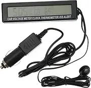 Happyyami Clock Thermometers Clock Auto Temperature Car Station Car Voltmeter Weather Auto Portable Temperature Thermostat Hygrometer Abs Black