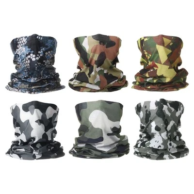 6pcs Cooling Neck Gaiter Sun Protection Face Mask Breathable Head Wrap, Camo A