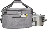Slow Cooker Bag for Crock-Pot 6-8 Quart, Insulated Travel Carrier with Easy to Clean Lining, Carry Case with Top Zip Compartment and Accessory Pocket