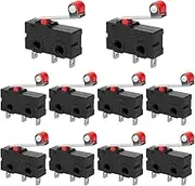InduSKY 10Pcs Micro Limit Switch with Momentary Roller Lever Arm AC 250V 5A SPDT 1NO 1NC Snap Action Micro Switches