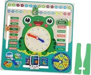 FELTECHELECTR Wooden Clock and Calendar Boys and Girls Learning Toys Date Educational Tool Classroom Supplies