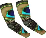 [FHEDVBN] Peacock Feathers Arm Sleeves Compression Arm Covers for Men Women Outdoor Sun Sleeves Cooling Sports Sleeve, Black
