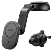 UGREEN CD345 Magnetic Wireless Car Charger 15W - Air Vent Clip & Suction Cup 2 in1 Installation - Compatible with iPhone 14/14 Pro Max 13 Pro Max 12 Pro [UG-15120]