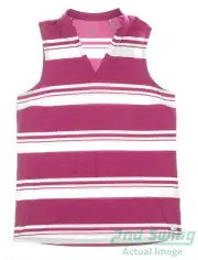 New Womens Puma Cloudspun Stripe Sleeveless Polo Small Festival Fuchsia MSRP $55