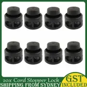 20x Double Hole Toggle Cord Stopper Locks End Drawstring Spring Loaded With Hole