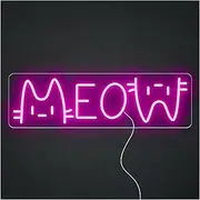 Sign Lamp Meow Neon Cat Sign LED Pink Light for Wall Room Decor USB Powered for Girl Bedroom Home Party 43.6cm×13cm