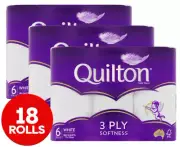 3 x 6pk Quilton 3 Ply Toilet Paper Rolls