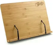 Theodore Wooden Bamboo Tabletop Book Rest Sheet Music Stand - Adjustable Desktop Stand with Page Retainers 390mm x 280mm