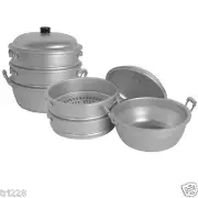 NEW Aluminum Asian 4 PC SET Steamer 14" 3 TIER (40 cm 17" x 21 1/2")
